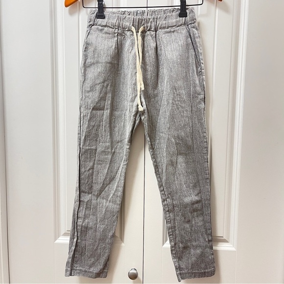 Grey Drawstring Linen Pants - XS - Picture 2 of 13